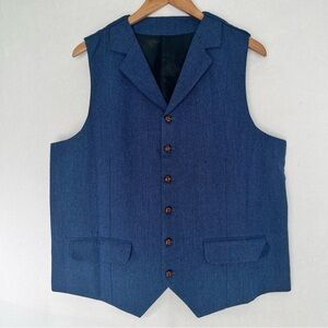 NWOT Unbranded Men's Vest Classic Herringbone Tweed V Neck Chest Pocket Sz L
